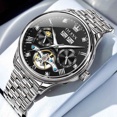 OLEVS 7023 – Men's Skeleton Moon Phase Automatic Watch