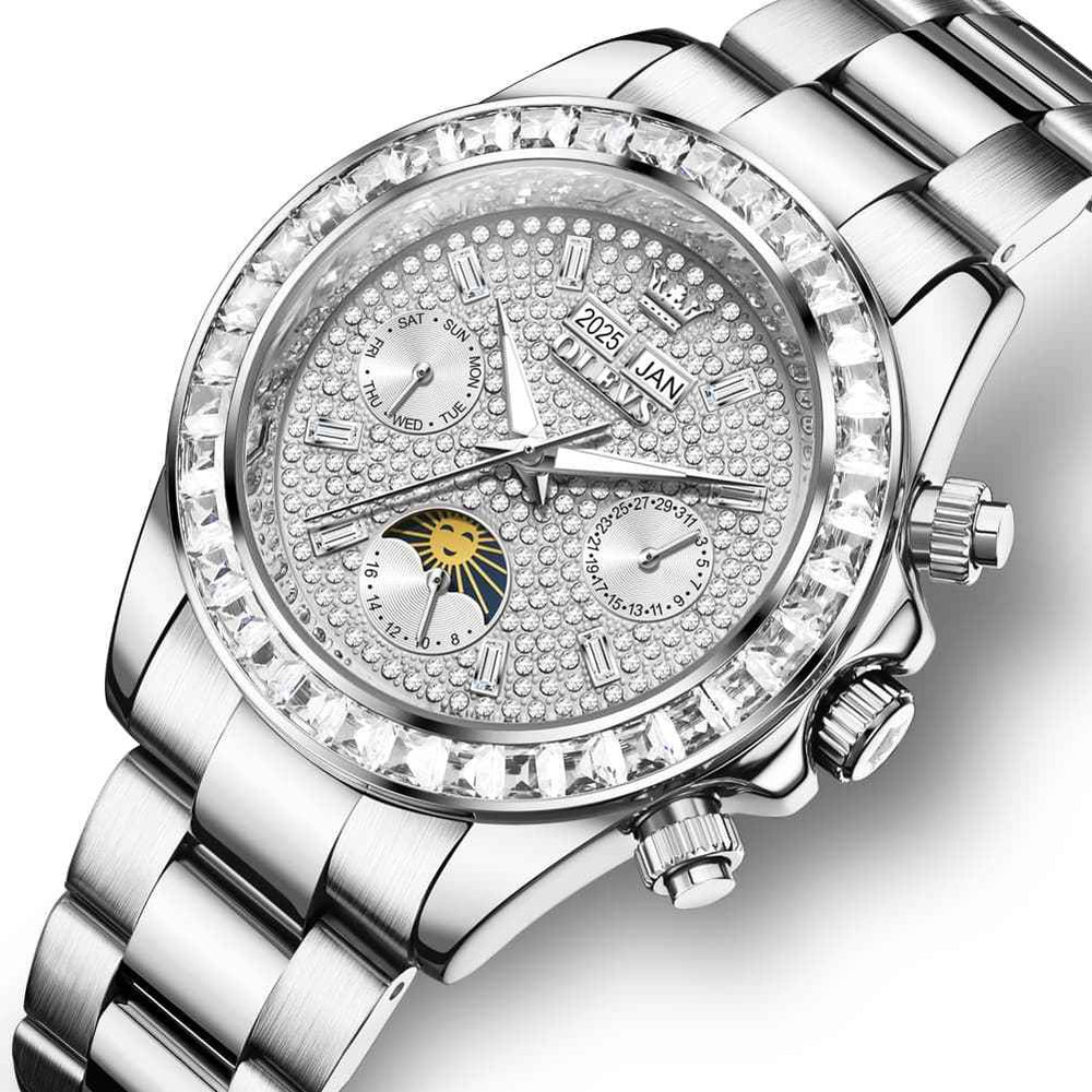 OLEVS 7038 – Men's Luxury Diamond Moon Phase Mechanical Watch