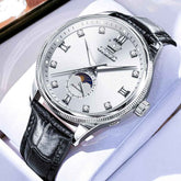 OLEVS 7039 – Men's Leather Moon Phase Mechanical Watch