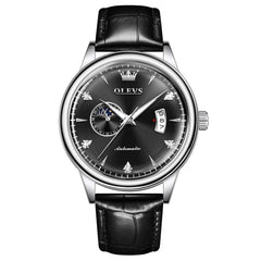 OLEVS 7040 Curved Mirror Automatic Mechanical Watch For Men - Silver Grey Watch | Olevs Watch Store