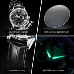 OLEVS 7040 Curved Mirror Automatic Mechanical Watch For Men - Silver Grey Watch | Olevs Watch Store