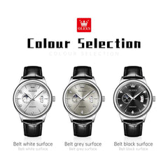 OLEVS 7040 Curved Mirror Automatic Mechanical Watch For Men - Silver Grey Watch | Olevs Watch Store