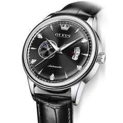 OLEVS 7040 Curved Mirror Automatic Mechanical Watch For Men - Silver Grey Watch | Olevs Watch Store
