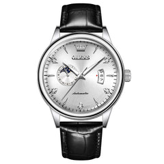 OLEVS 7040 Curved Mirror Automatic Mechanical Watch For Men - Silver Grey Watch | Olevs Watch Store
