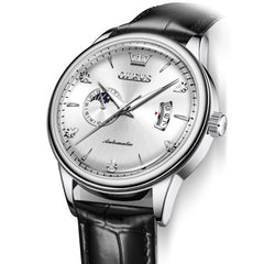OLEVS 7040 Curved Mirror Automatic Mechanical Watch For Men - Silver Grey Watch | Olevs Watch Store