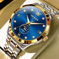 OLEVS 7041 – Men's Solid Steel Moon Phase Automatic Watch