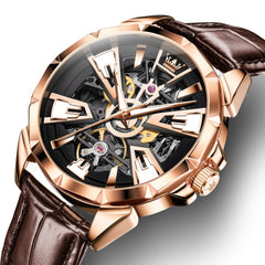 OLEVS 7051 Skeleton Racing Mechanical Watch For Men - Silver Black Watch | Olevs Watch Store