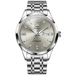 OLEVS 7056 Sapphire Crystal Automatic Watch For Men - Silver Blue Watch | Olevs Watch Store