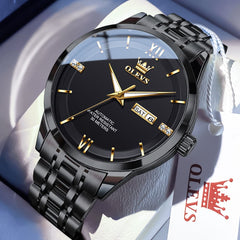 OLEVS 7061 Classic Dual Calendar Automatic Watch For Men - Silver White Watch | Olevs Watch Store