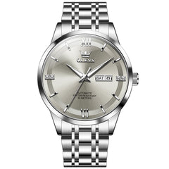OLEVS 7061 Classic Dual Calendar Automatic Watch For Men - Silver White Watch | Olevs Watch Store