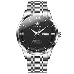 OLEVS 7061 Classic Dual Calendar Automatic Watch For Men - Silver White Watch | Olevs Watch Store