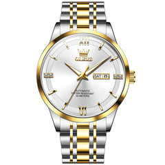 OLEVS 7061 Classic Dual Calendar Automatic Watch For Men - Silver White Watch | Olevs Watch Store