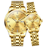 OLEVS 7062 Classic Automatic Couples Watch Set - All Gold Watch | Olevs Watch Store