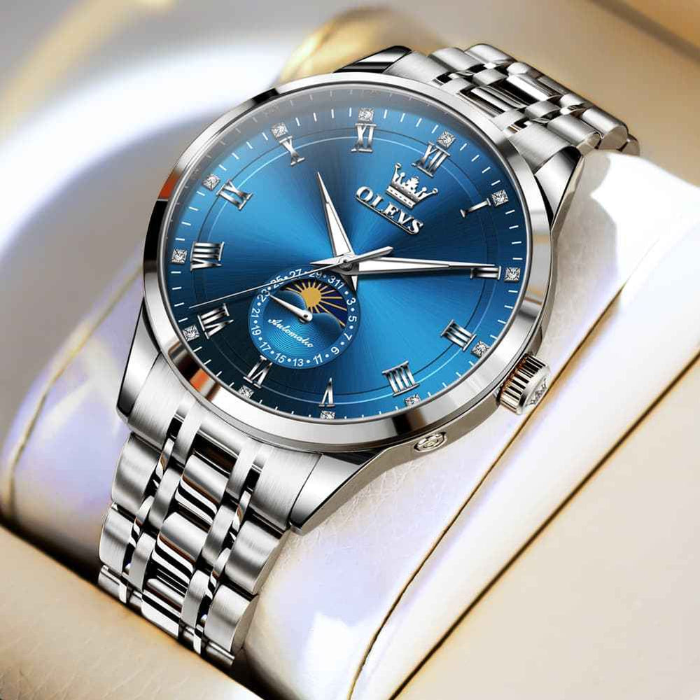 OLEVS 7063 – Men's Diamond Moon Phase Automatic Watch