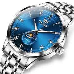 OLEVS 7063 Diamond Moon Phase Automatic Watch For Men - Two Tone White Watch | Olevs Watch Store