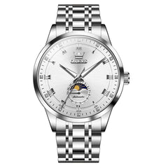 OLEVS 7063 Diamond Moon Phase Automatic Watch For Men - Two Tone White Watch | Olevs Watch Store