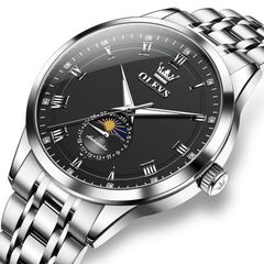 OLEVS 7063 Diamond Moon Phase Automatic Watch For Men - Two Tone White Watch | Olevs Watch Store
