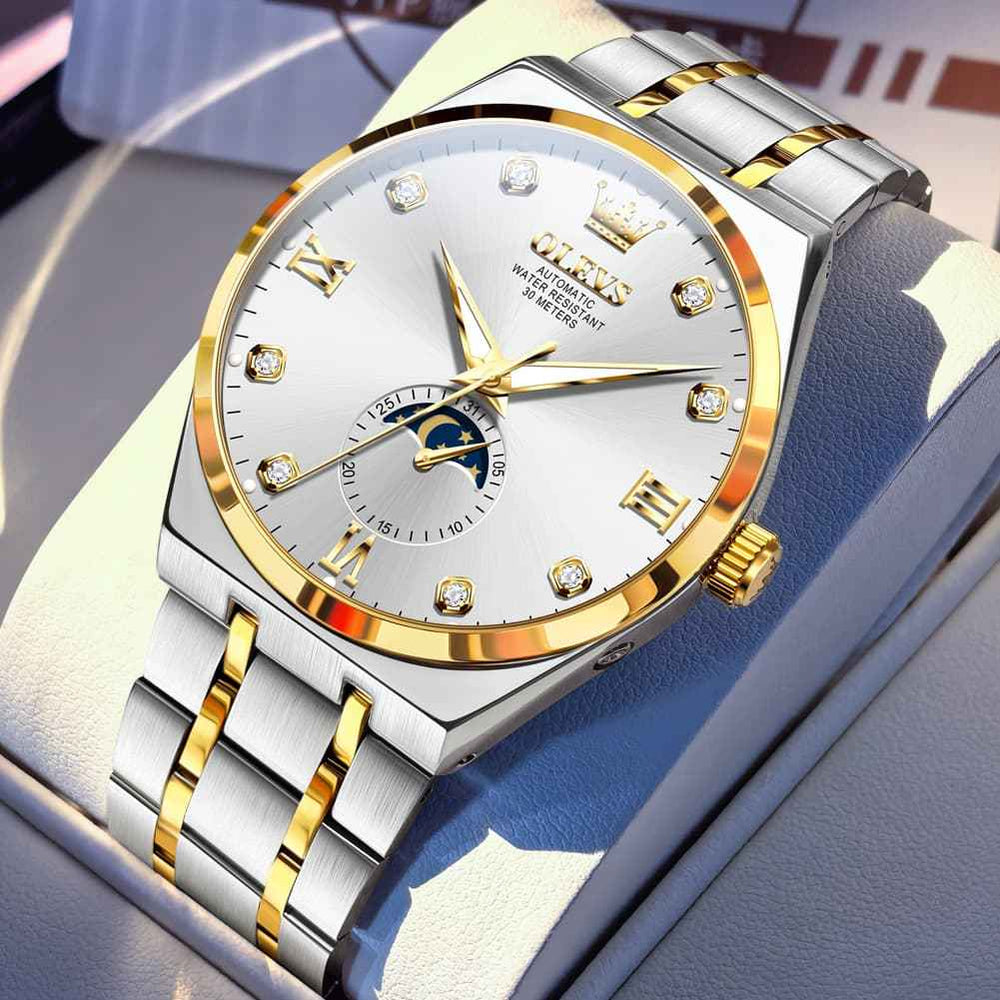 OLEVS 7069 – Men's Octagonal Moon Phase Automatic Watch