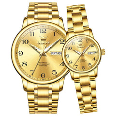 OLEVS 7072 – Couples' Arabic Numeral Automatic Watch Set