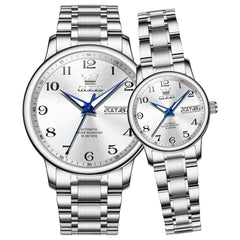 OLEVS 7072 – Couples' Arabic Numeral Automatic Watch Set