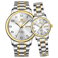 OLEVS 7072 – Couples' Arabic Numeral Automatic Watch Set