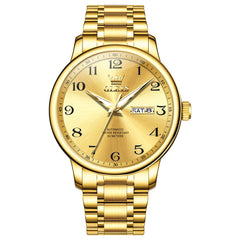 OLEVS 7072 Arabic Numeral Dual Calendar Automatic Watch For Men - All Gold Watch | Olevs Watch Store
