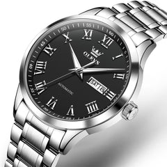 OLEVS 7075 Roman Numeral Dual Calendar Automatic Watch For Men - Two Tone White Watch | Olevs Watch Store