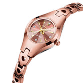 OLEVS 7082 Tungsten Steel Watch Dainty Heart Link Faceted Bracelet Diamond Accent Quartz Timepiece for Women - Olevs Store