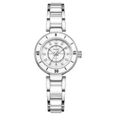 OLEVS 7083 White Ceramic Watch Sport Luxe Diamond Accent Stainless Steel Bracelet Quartz Timepiece for Women - Olevs Store