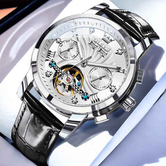 OLEVS 7088 – Men's Open Heart Leather Automatic Watch