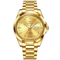 OLEVS 7090 Classic Dual Calendar Automatic Watch For Men - All Gold Watch | Olevs Watch Store