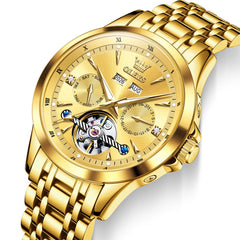 OLEVS 7091 Double Open Heart Multi-Function Automatic Watch For Men - Silver White Watch | Olevs Watch Store