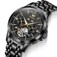 OLEVS 7091 Double Open Heart Multi-Function Automatic Watch For Men - Silver White Watch | Olevs Watch Store