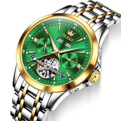 OLEVS 7091 Double Open Heart Multi-Function Automatic Watch For Men - Silver White Watch | Olevs Watch Store