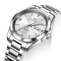 silver white dial closeup - OLEVS 7099