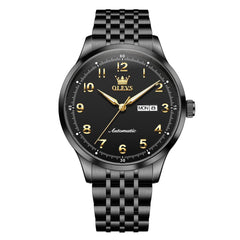 OLEVS 7100 Arabic Numeral Dual Calendar Automatic Watch For Men - Two Tone White Watch | Olevs Watch Store