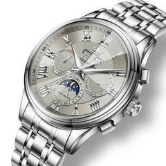 OLEVS 7113 – Men's Diamond Cut Glass Moon Phase Automatic Mechanical Watch