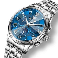 OLEVS 7113 – Men's Diamond Cut Glass Moon Phase Automatic Mechanical Watch