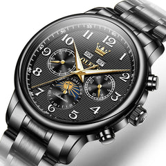 OLEVS 7126 Multifunction Automatic Mechanical Watch for Men - All Black Watch | Olevs Watch Store