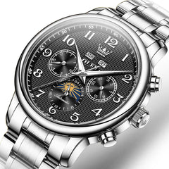 OLEVS 7126 Multifunction Automatic Mechanical Watch for Men - All Black Watch | Olevs Watch Store