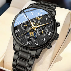 OLEVS 7126 Multifunction Automatic Mechanical Watch for Men - All Black Watch | Olevs Watch Store