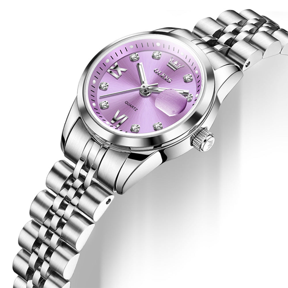 purple dial and date lens close-up - OLEVS 7133
