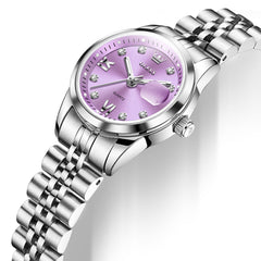 purple dial and date lens close-up - OLEVS 7133