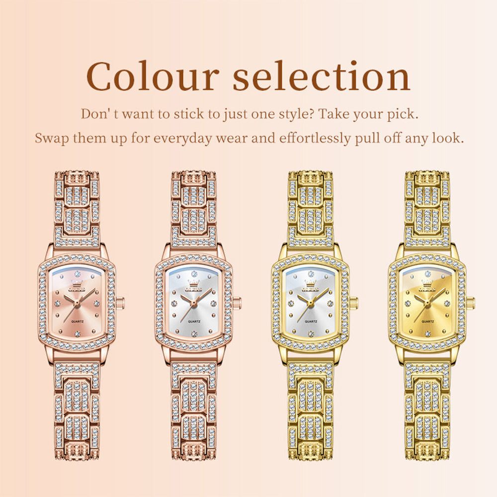 Four OLEVS 7142 women's watch color options in rose gold and gold tone finishes - OLEVS 7142