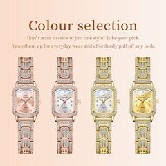 Four OLEVS 7142 women's watch color options in rose gold and gold tone finishes - OLEVS 7142