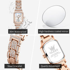 quartz watch features including coated glass steel bracelet and 3 ATM resistance - OLEVS 7142