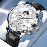 OLEVS 9812 – Men's Moon Phase Chronograph Leather Watch