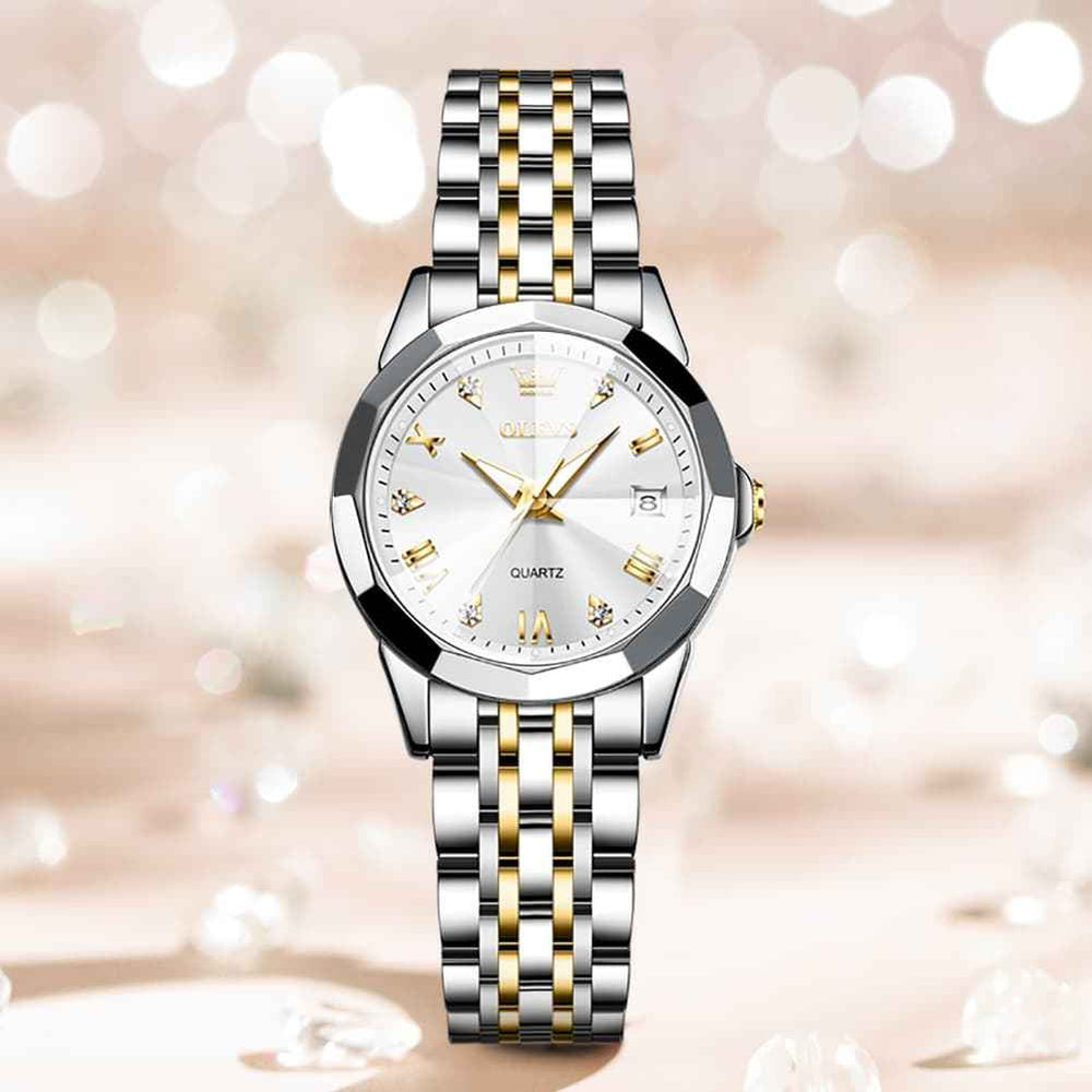 OLEVS 9931 – Women's Elegant Diamond Stainless Steel Quartz Watch