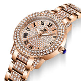 OLEVS 9943 Diamond Paved Dial Luxury Watch for Women - Rose Gold Diamond Paved Dial Watch | Olevs Watch Store