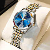 OLEVS 9970 – Women's 3D Rhombic Faceted Glass Date Watch
